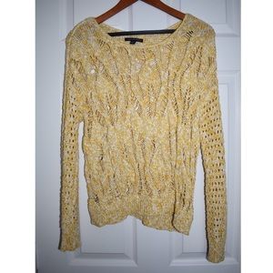 Yellow and White Knit Sweater Top. XS.
